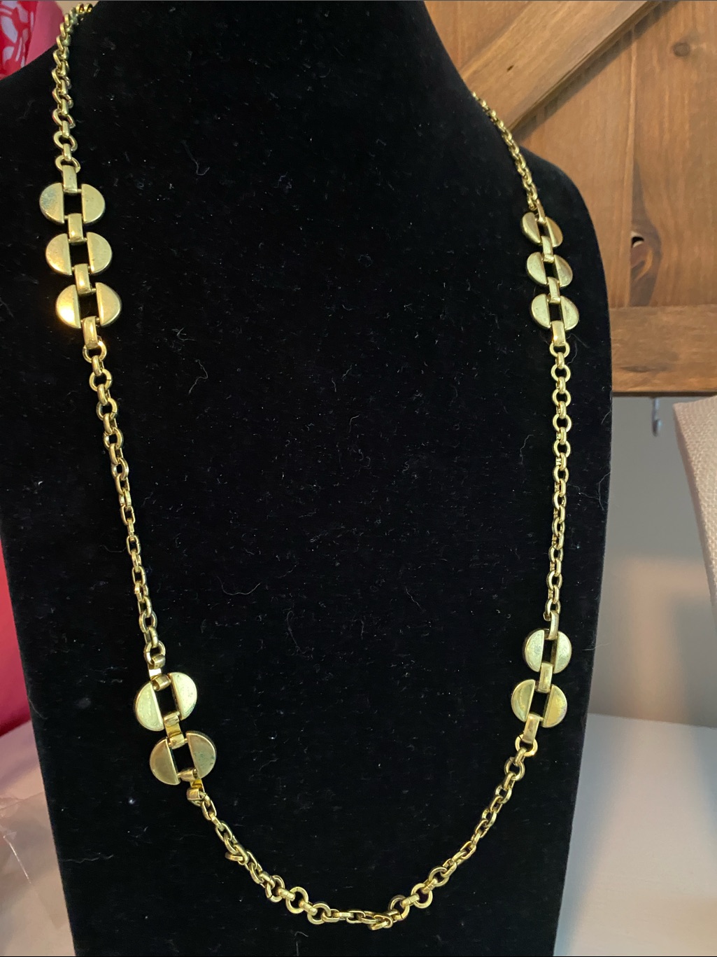 Lucky Brand Gold Tone Disc Link Long Necklace